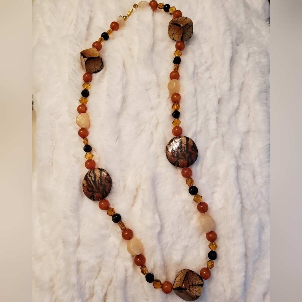 Animal print beaded necklace